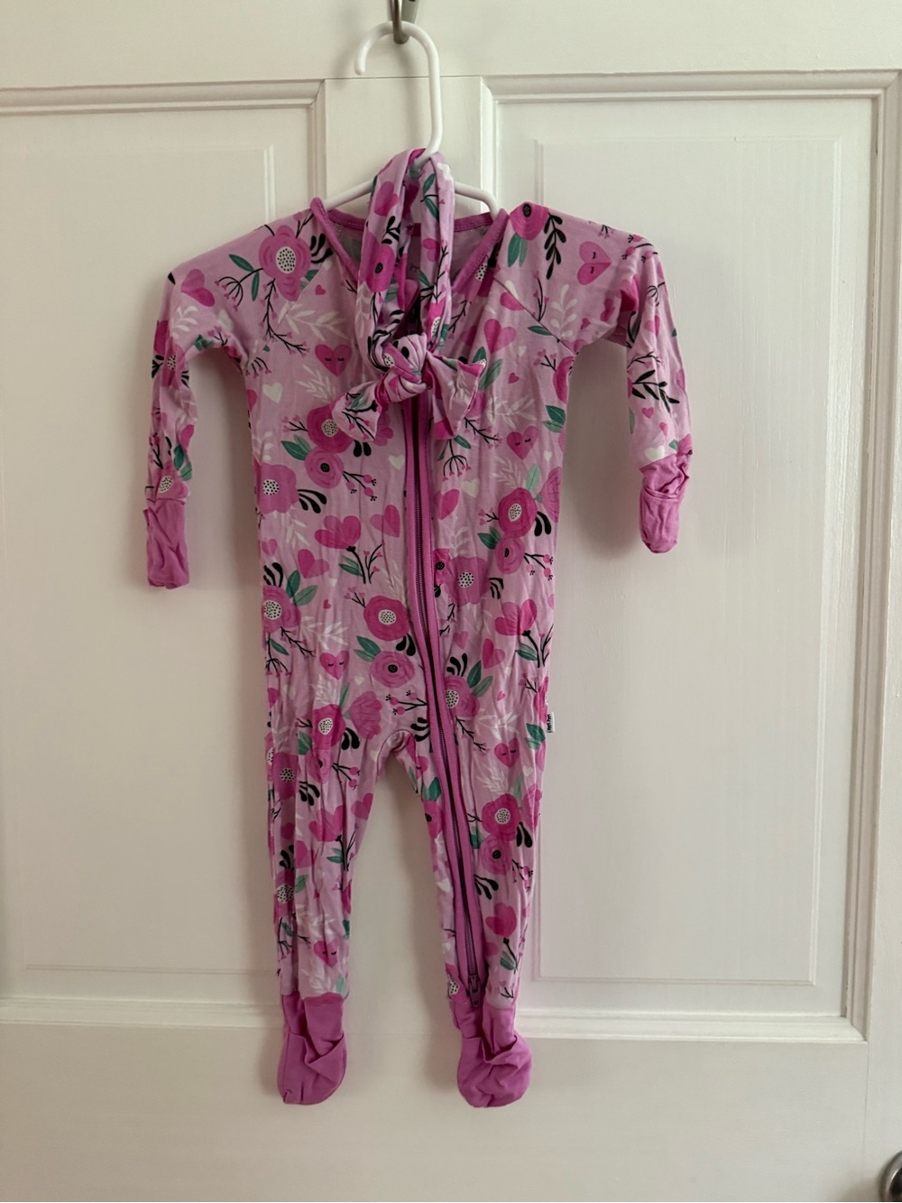 Little Sleepies Pink Floral Footed Baby One-Piece with Zipper